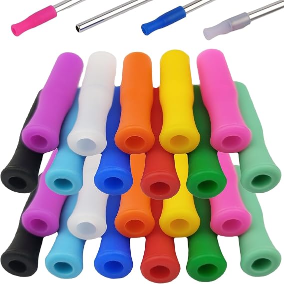 22PCS Silicone Straw Tips – Multicolor Reusable Covers for Metal, Glass & Silicone Straws | Food Grade, Eco-Friendly, Lip Protection Tips | Durable, Easy to Clean Drink Accessories for All Ages