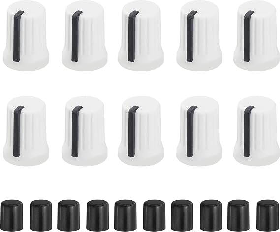 sourcing map 10pcs Potentiometer Knobs,D-Shaft (White Black)