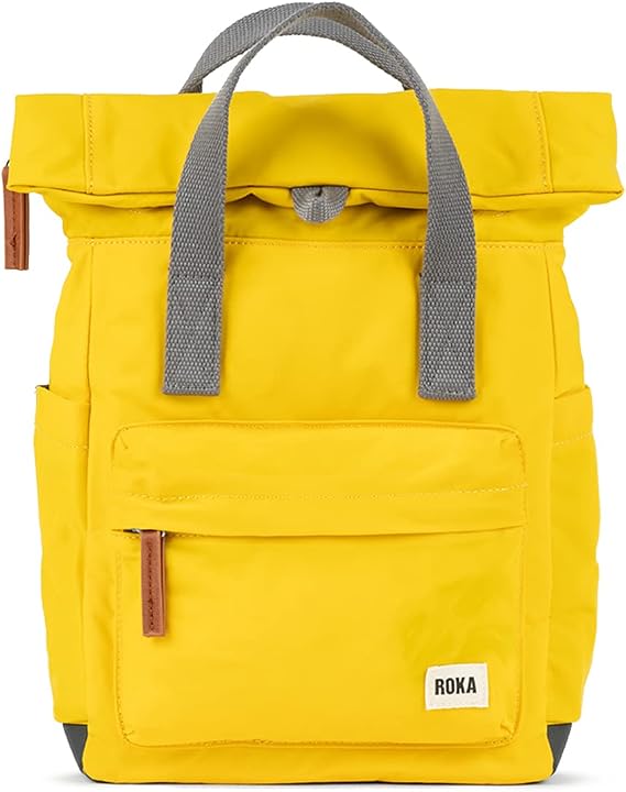 ROKA London Canfield B Medium Sustainable Mustard Nylon Backpack
