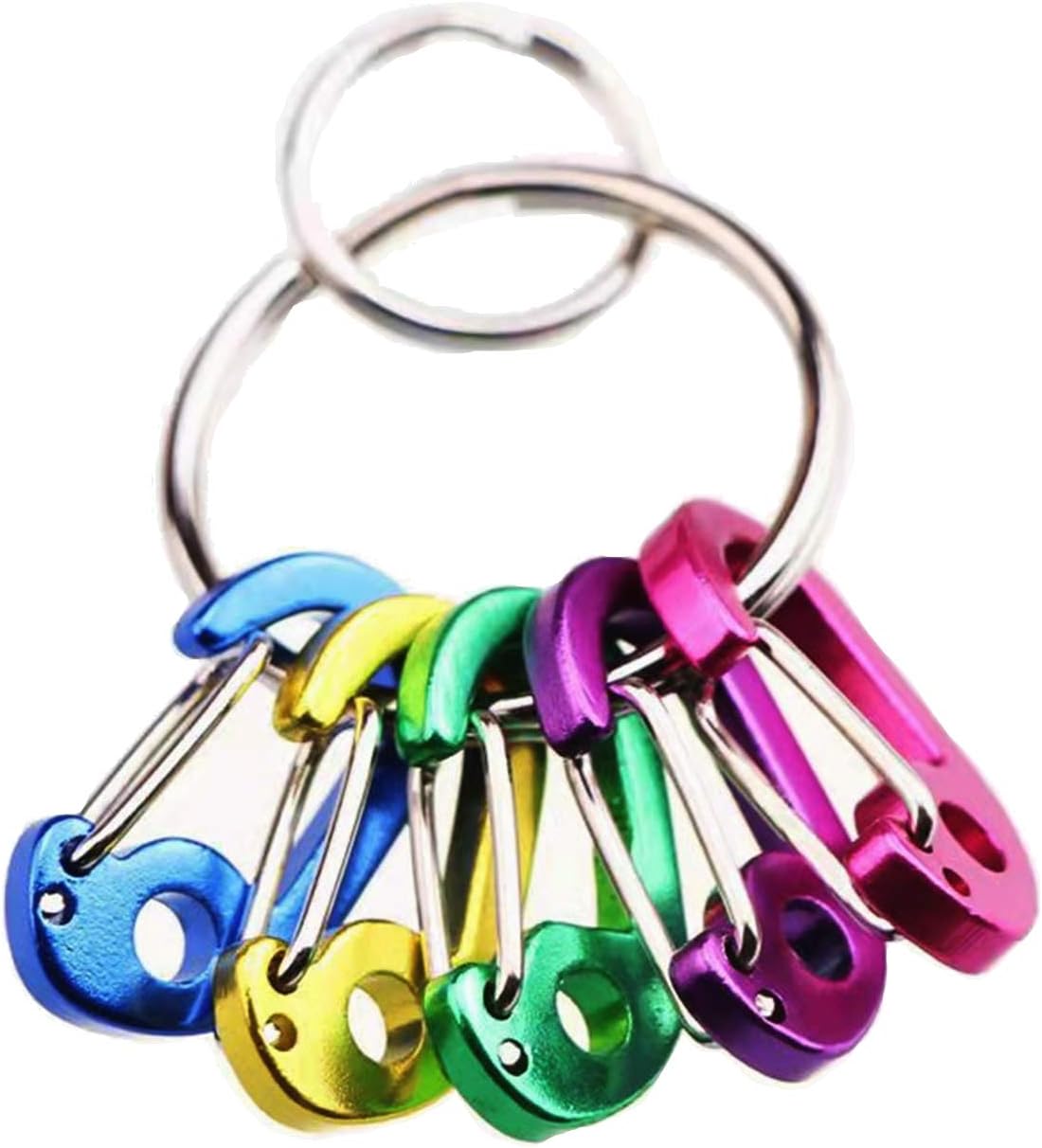 Small Keychain Clips Mini Carabiner - Micro Tiny Small Auto Locking D-Shape Spring Loaded Wire Gate