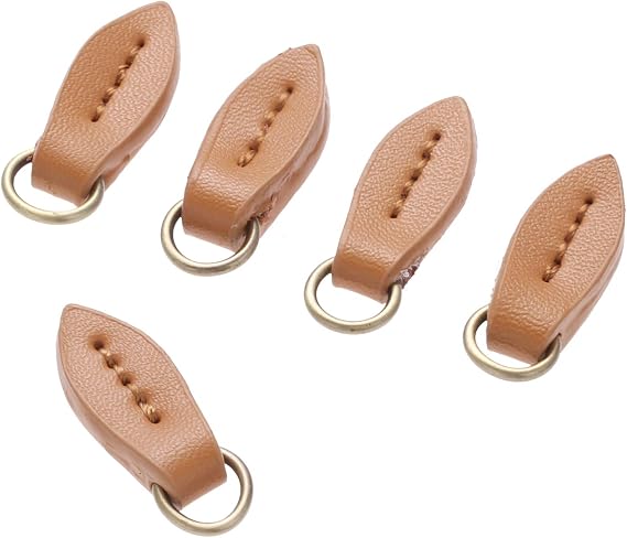 Brown Leather Zip Pendant Puller - Replacement for Luggage, Handbags, Trousers & Jackets