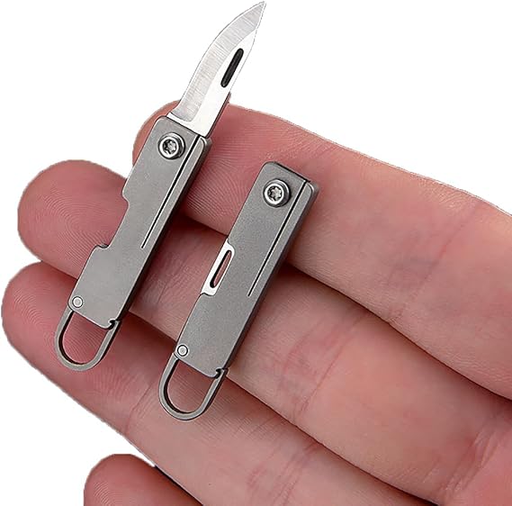 Super Mini Titanium Alloy Keychain Knife, EDC Tiny Key Chain Knife Only 1.5 Inchs Long, Ultralight 0.13oz Keychain Box Cutter