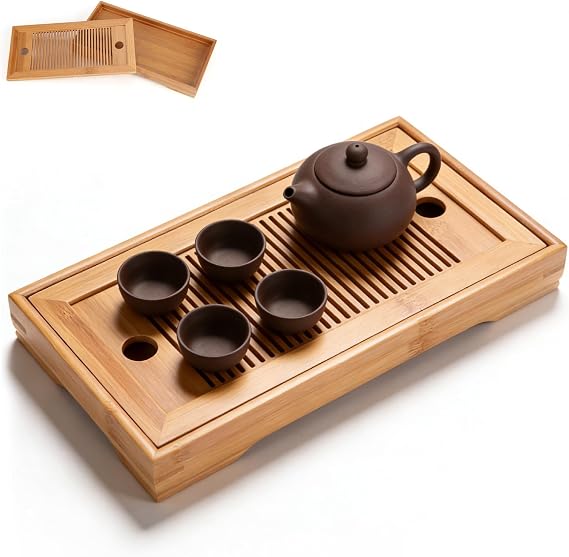 Chinese Tea Tray Small Japanese/Chinese Tea Service Tray 27 x 14 cm Drainage Tea Tables Serving Tray Traditional Kung Fu Tea Tray for Tea Service/Tea House/Tea Lovers Gift