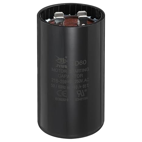 sourcing map CD60 Capacitor 216-259 UF/Mfd, 250 VAC CD60 Run Motor Start Capacitor for Electric Fan Motor Starting Well Pump, Black