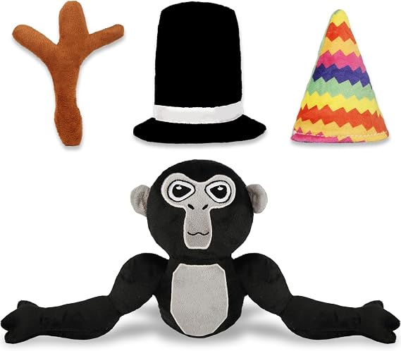 Gorilla Monkey Plush Toy- Soft Plushie Stuffed Animal Toys Gorilla Doll with Hats and Branch Scepter Plush Throw Pillow Doll for Game Lovers Fans Kids Adult Playing Sleeping Collection Gift