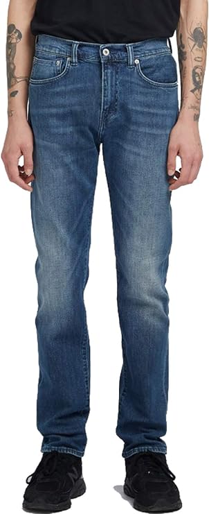 Edwin ED-80 CS Red Listed Blue Washed Denim Slim Tapered Rinsed Jeans blue