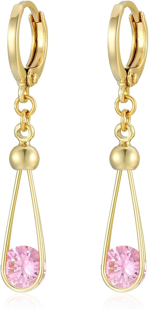 Xuping フープイヤリング 女性用 トレンディダングル クリスタル スモール ハギー 14k 金メッキ キュービックジルコニア 低刺激性 イヤリング ジュエリー