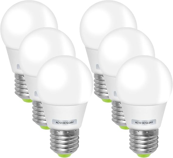 E27 LED Edison Bulb 3W Cool White for 12V Solar Lighting, Caravan, Boat, RV - Low Voltage AC/DC 12-24V (6 Pack) [Energy Class F]