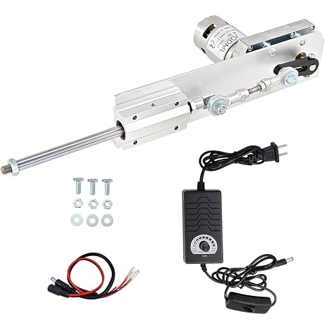 JQDML Reciprocating Cycle Linear Actuator DC 24V 120RPM Variable Speed Adjustable Stroke 2CM-8CM High Torque Max 40 lbs,with Power Supply (24V80mm120rpm)
