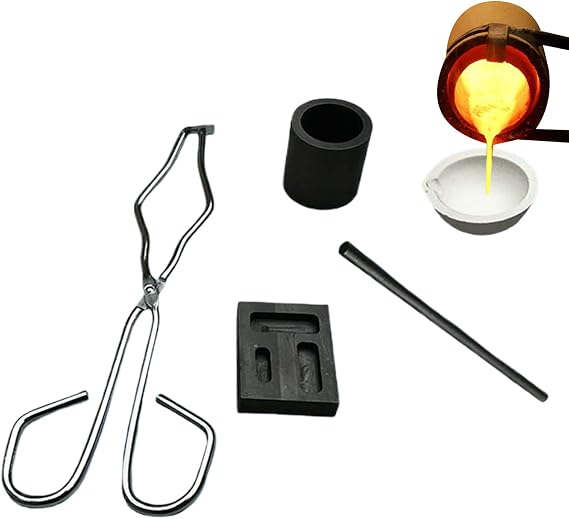 Silver Melting Kit Graphite Crucible Stir Stick Casting Ingot Mold Tongs