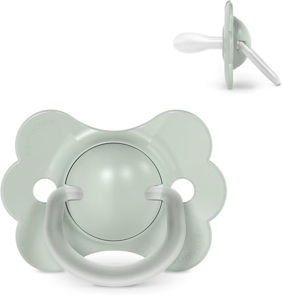 Suavinex, Pacifier for Babies 0/6 Months and Newborn, with Physiological Silicone Teat SX Pro, Symmetrical, Flat and Flexible, Respects Oral Development, with Ring, Wonder Green Smooth