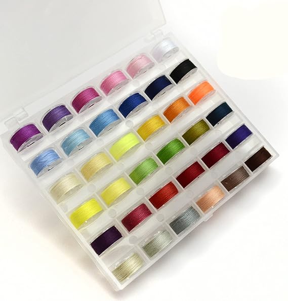 Sewing Machine Bobbin Threads with Storage Case Box, Pre-Wound Bobbins Set for Brother/Babylock/Janome/Elna/Kenmore/Singer Sewing Machine（Assorted Colors） (25)
