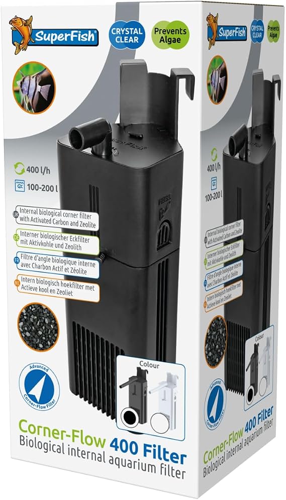 SuperFish Corner-Flow 400 Internal Aquarium Filter - Black