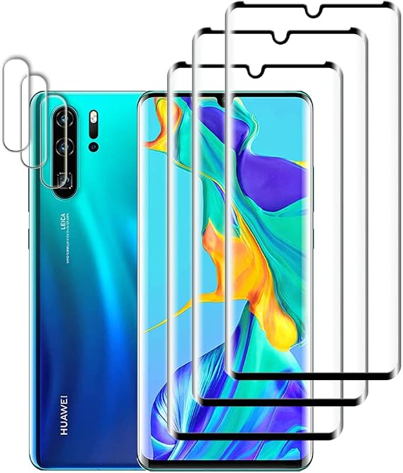 Huawei P30 Pro 用 強化ガラス スクリーン プロテクター 3D フル カバー 気泡 防止 傷 防止 HD スクリーン プロテクター 3 枚 背面 カメラ 保護 シート 3 枚