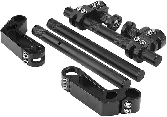 Cryfokt Adjustable CNC Motorcycle Steering Handlebar System for Pit Bike Dirt Bike Blue 7/8" 22mm High Strength Comfortable Grip for Riders Aluminum Alloy (Black)