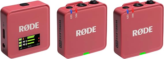 RØDE Wireless GO (Gen 3) - Üçüncü Nesil, 32-bit, Çift Vericili, Kayıt özellikli Kablosuz Mikrofon Seti (Roze)