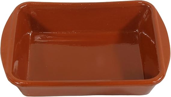 Fackelmann Traditional Clay Pot, Cannelloni Fountain, Rustic Ceramic Casserole, Suitable for Gas and Electric Cookers, Microwave and Oven, Natural Colour, 20 x 14 cm, 1 pc.