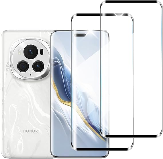 (2 Pack) Screen Protector for Honor Magic 6 Pro, 3D Curved Full Coverage, Bubble Free, Anti-Scratch, HD Clear Tempered Glass Film