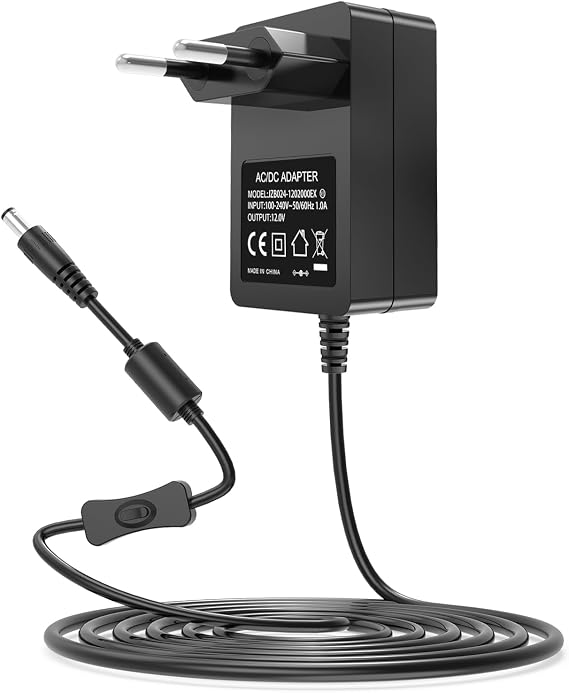 12V DC Power Supply AC/DC 12-Volt 2A Adapter 1.8 m Power Cable with Switch