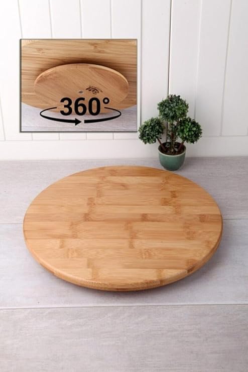 EZMK Ev Gereçleri Dpt34 Döner Standlı Pizza Sunum Tahtası (Çap 33 Cm)