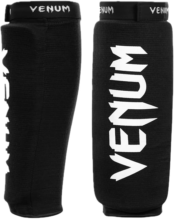 Venum Kontact Shinguards - without Foot - Black/Black, One Size