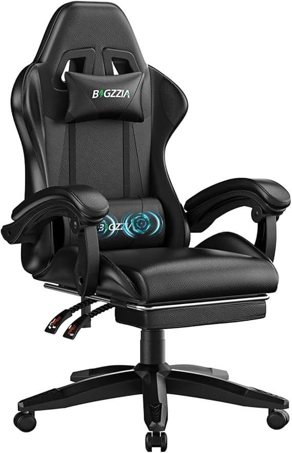Bigzzia Gaming Chair with Massage Function Gamer Chair with Footrest