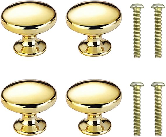 Gold Cabinet Knobs with Screws for Cabinet Drawer Wardrobe, 4 PCS