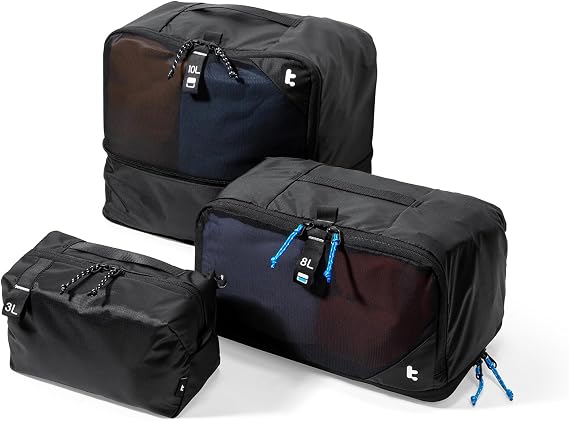 tomtoc Travel Suitcase Organizer 3 Pieces, Expandable Packing Cubes with Compression, Odor Resistant Travel Bags, Luggage Organizers Travel Lightweight Accessories for Backpack and Suitcase