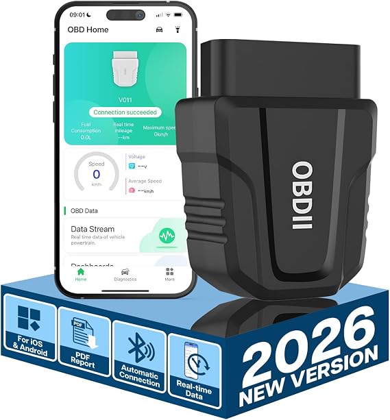 MMOBIEL OBD2 Bluetooth 5.4 Diagnostic Tool - Car Diagnostic Tool for iPhone iOS & Android - Car Diagnostic Code Reader Scanner [2026 Version] - OBDII/EOBD Test Engine Light - Reset/Erase Error Code