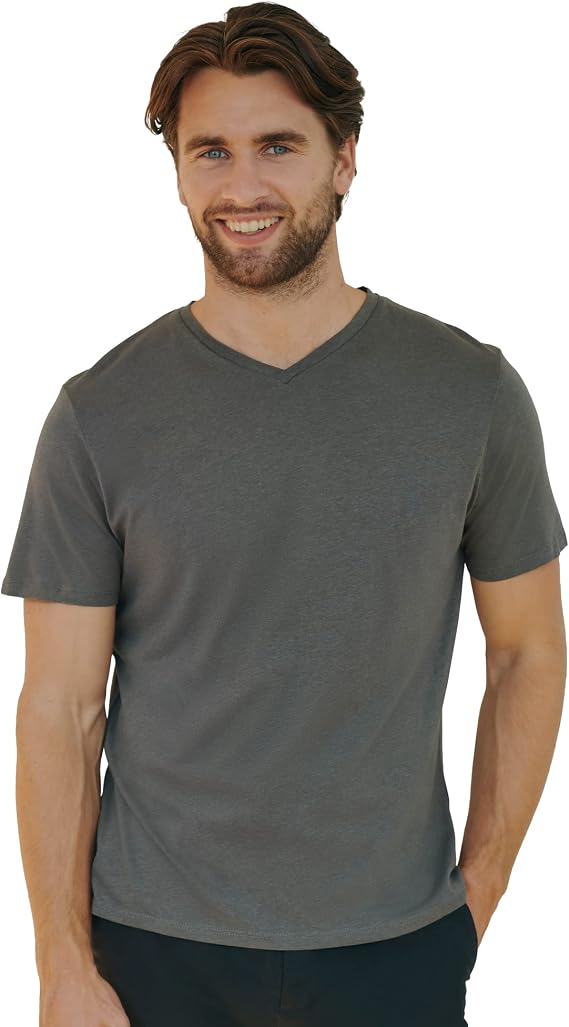 DANISH ENDURANCE Men's Organic Cotton Short Sleeve T-Shirt, Premium Blend, Crew & V-Neck