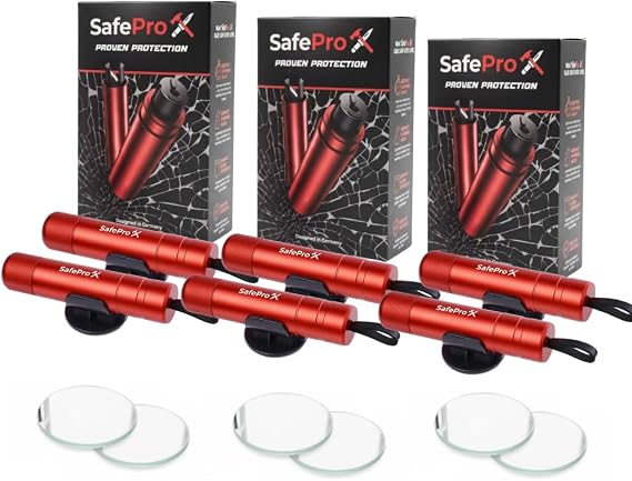 Emergency Hammer for Car, Life-Saving Window Breaker & Belt Cutter, Compact Rescue Tool for Quick Accident Aid & Safety on the Go. (Pack of 6)