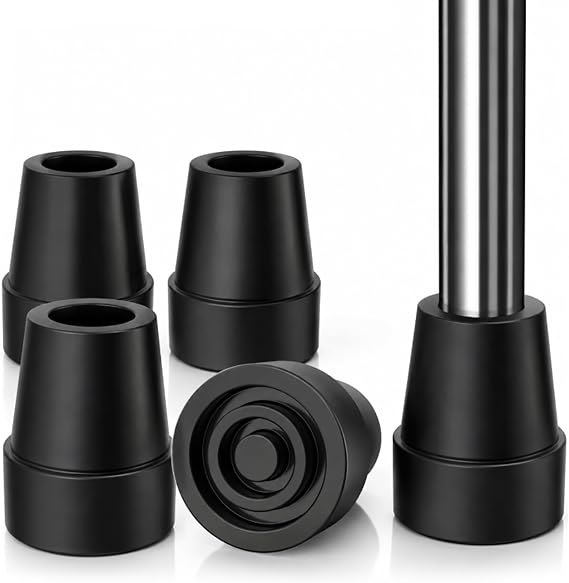 supregear Rubber Ferrules (4-Pack), Replacement Rubber End Caps for Walking Cane & Sticks Foot Pad Accessory