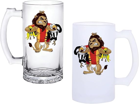 Ghostbastır Design Galatasaray Aslan Bira Bardağı 500 cc Cam Buzlu veya Buzsuz Seçenekleriyle 0532