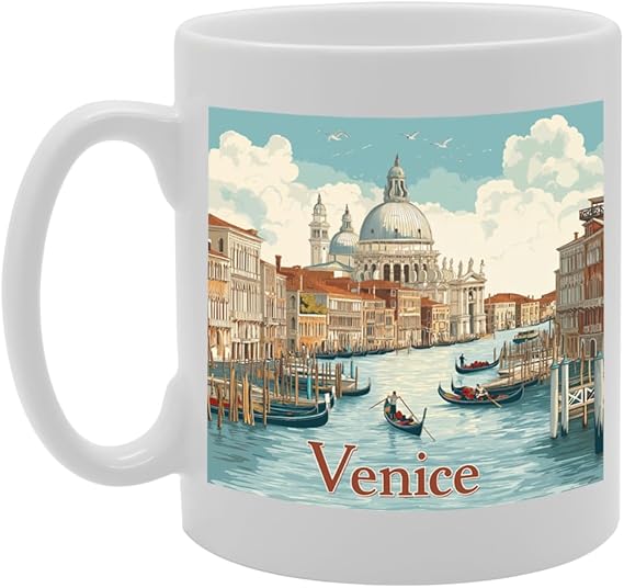 11oz Dishwasher-Safe Ceramic Mug Featuring Popular Cities & Capitals from Europe and Around The World (Venice)