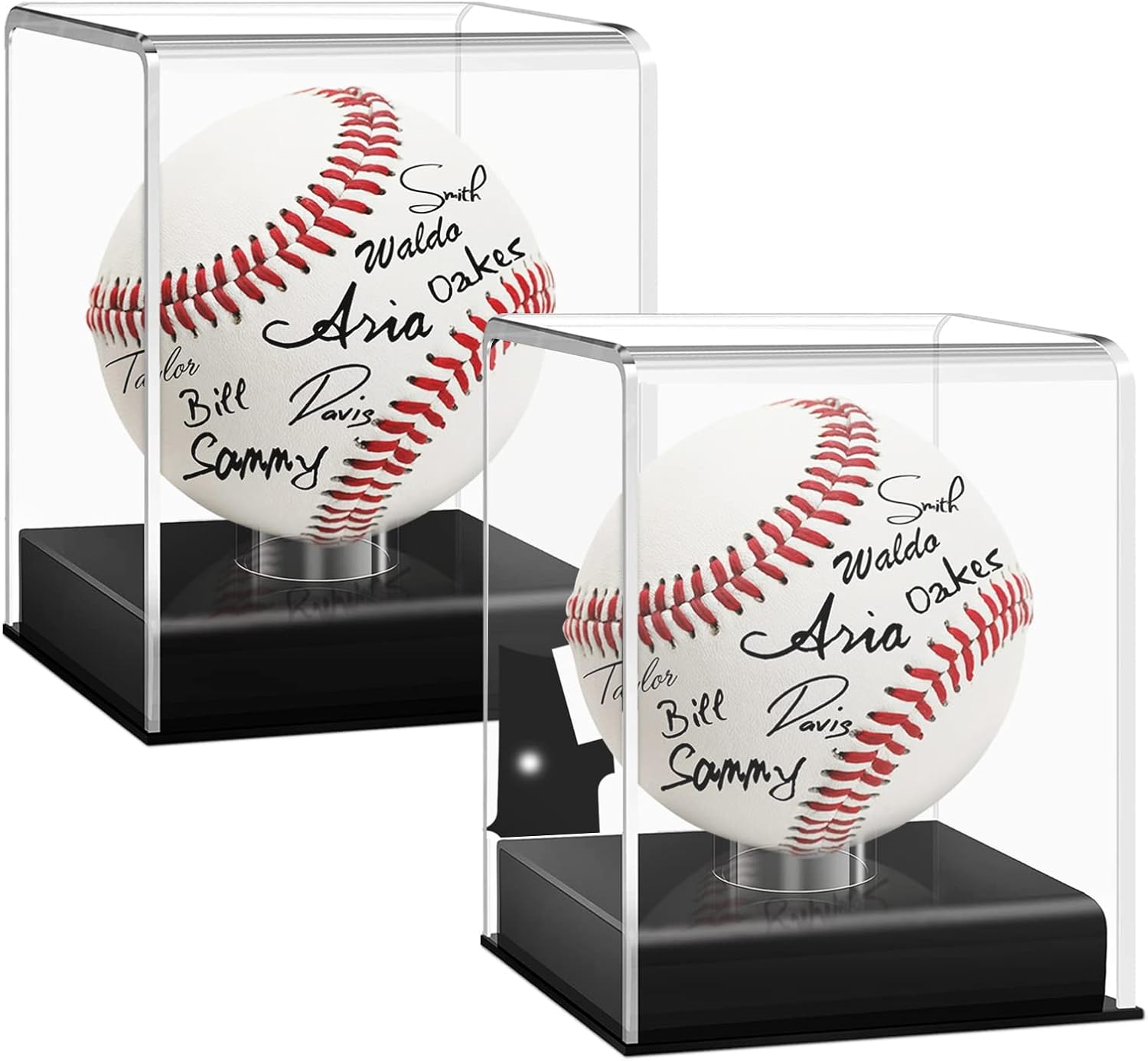 Baseball Display Case, UV Protected Acrylic Cube, Clear Case for Memorabilia and Autographed Balls 2 PC