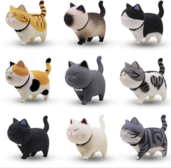 Mini Kitten Figures, 9 Pcs Cat Figures Decoration, Cat Statue Decoration Realistic Cat Ornaments Black Grey Orange White Kittens Miniature Animal Ornaments Animal Table Car Desktop Office