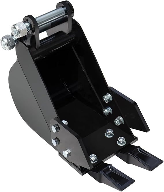 Walfront Narrow Digging Bucket for Mini Excavator, 200mm Alloy Steel Trenching Bucket with Metal Teeth, Fits 90mm Pin Centers for Pipeline Ditch Digging