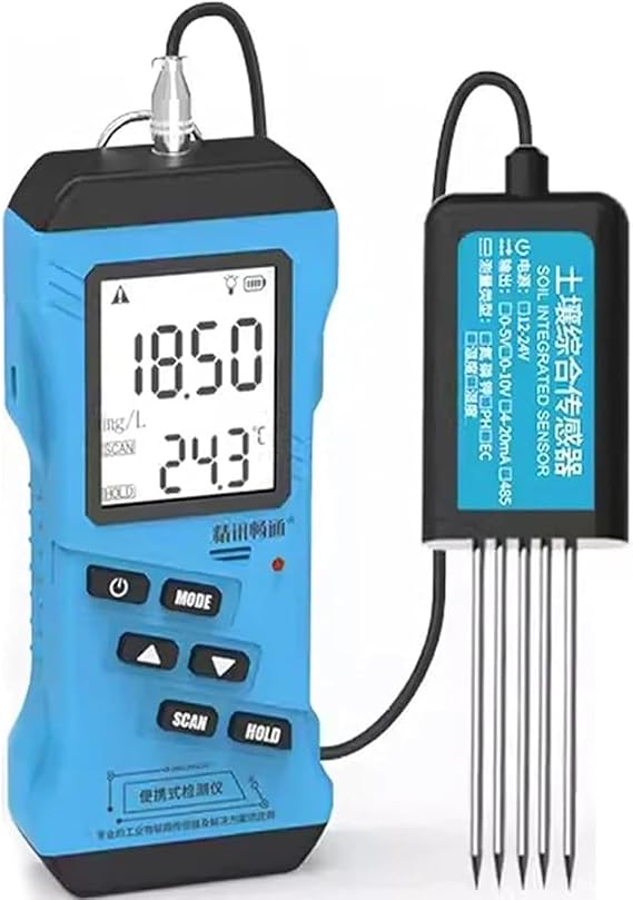 Soil Tester 7 in 1 Meter for Nitrogen, Phosphorus, Potassium, pH, Moisture, Nutrient Conductivity, High Accuracy Digital Soil Fertility Test, Easy to Use