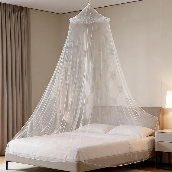 Dome Mosquito Net, Bed Canopy, Dome Canopy Bed Large Hanging, Mosquito Net for Travel&Room Single to Double Universal, Breathable Mesh Effective Anti, Girls Boy Room Decor - White