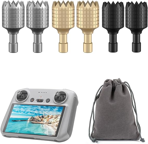 LKTOP 3 Pairs Mini 3/Mini 3 Pro/Mini 4 Pro/Air 3/Air 2S/Mavic 3/Mavic 3 Pro/Mavic 3 Classic Remote Controller Sticks for DJI 𝗥𝗖/𝗥𝗖𝟮 Joystick Rocker Replacement Accessories (Gray, Gold, Black)