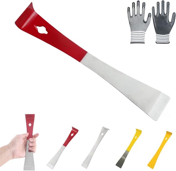 Woodworker's Multi-Purpose Magic, Stainless Steel Pry Bar Scraper Set, Woodworker's Multi-Purpose Magic Tool, Mini Pry Bar Scraper Tool for Pull, Pry and Scrape (Red Silver)