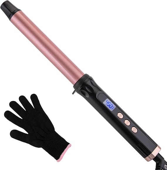Curling Wand 25mm Tourmaline Ceramic Barrel Hair Curling Wand for Medium to Long Hair, Clamp-Free, Adjustable Temperature, Dual Voltage Professional Hair Curler Iron for Long-Lasting Waves