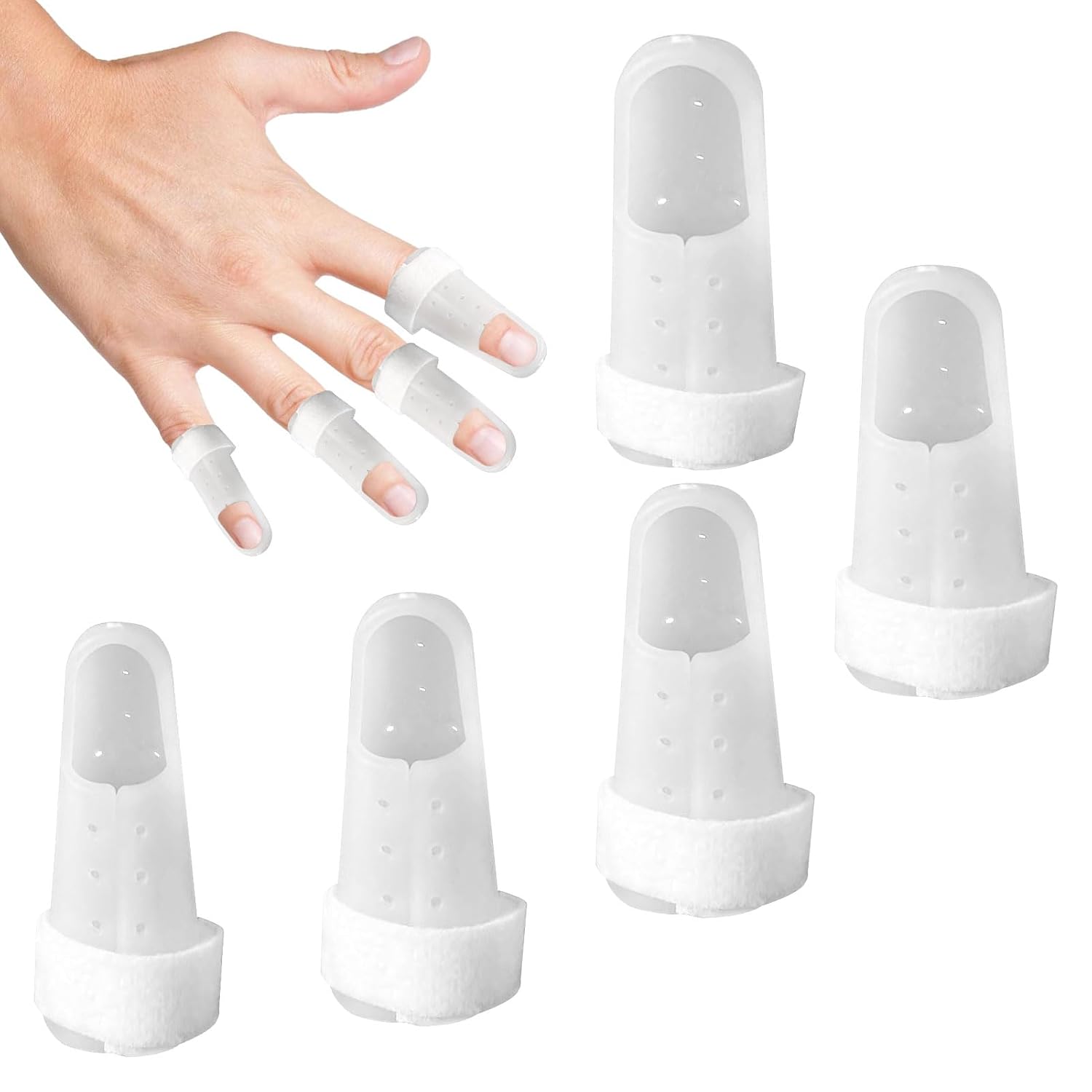 Mallet Finger Splint,5PCS Trigger Finger Splint,Finger Splints for Arthritis,Finger Support for Adjustable Finger Immobilizer,Finger Splints for Dip Joint Support Brace Protection Fracture PainWhite