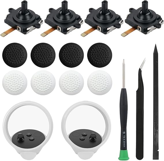 4 Pack Joystick Module Replacement for Oculus Quest 2 Controller/Meta Quest VR Controller Left & Right Analog Thumb Stick Control Sensor Module with Tools