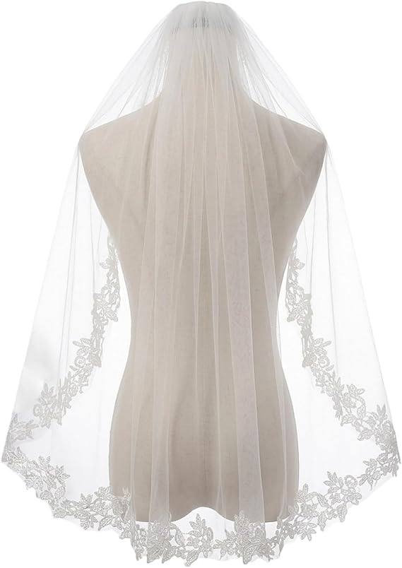 Wedding Veil for Bride, Elegant Bridal Veil with Delicate Lace Design, Perfect for Wedding Ceremonies and Bridal Events, Length Options from 80cm to 100cm