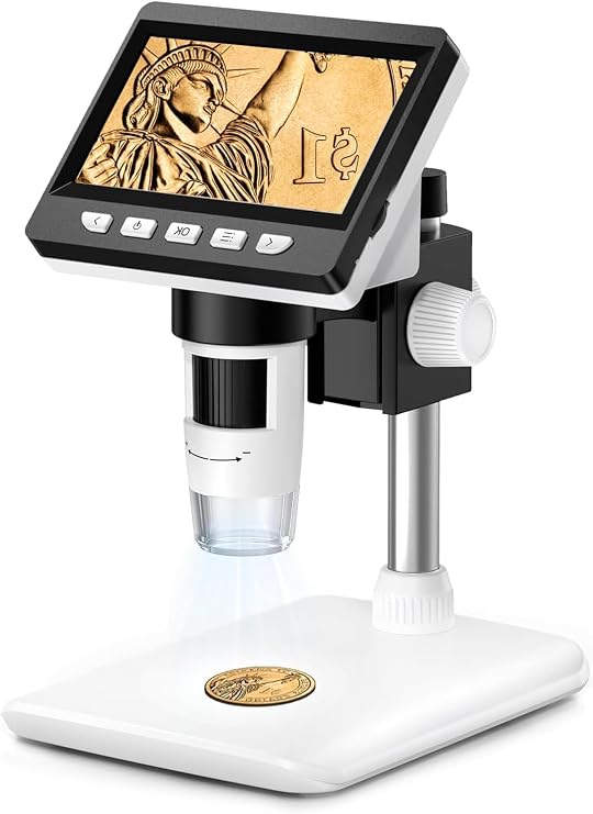 Listone 4.3" LCD Digital Microscope,1080P HD USB Microscope,50X-1000X Magnification,8 Adjustable LED Lights Coin Magnifier,PC View,Compatible with MacOS Windows