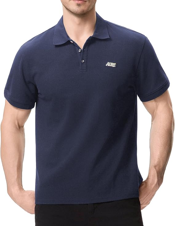 Men's Polo Shirts Cotton Outdoor Sport Shirts Sleeve Knitted Stretch Golf Vertical Striped Polo T-Shirt