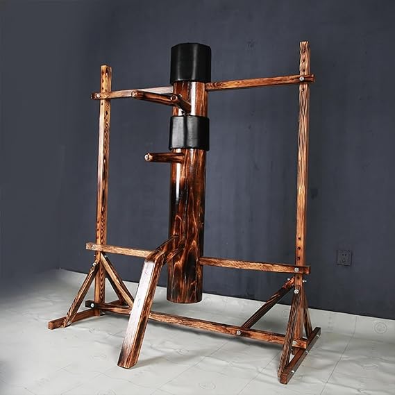 Freestanding Wing Chun Wooden Dummy With Tripod Base, Adjustable Height Mook Yan Jong For Martial Arts Training, Solid Wood Construction, 3 Colors Available(Brown)