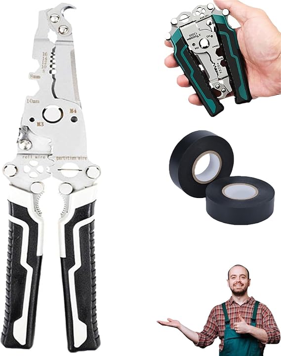 18-in-1 Foldable Wire Stripper, Multifunctional Folding Professional Wire Cutters, Wire Crimper Electrician Tool for Electricians Home Construction DIY Crafts (Gray)
