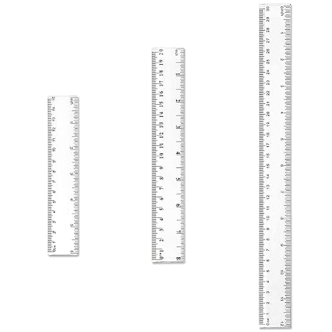 3Pcs Plastic Ruler Set, Clear Straight Ruler, 6, 8, 12 Inches(15, 20, 30cm)